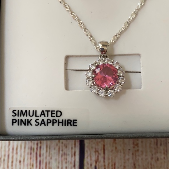 Simulated Pink Sapphire Necklace and Earrings - Picture 3 of 4